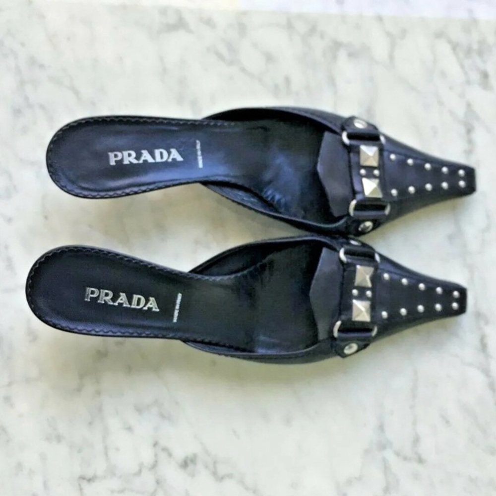 PRADA LEATHER MULES